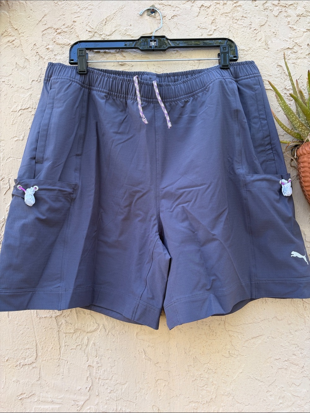 BNWT Puma Men's Slate Blue Drawstring Athletic Shorts (no orange hue)